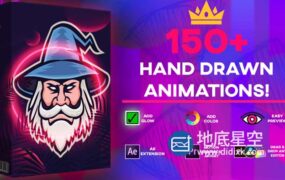 AE脚本+PR预设+视频素材-150组手绘涂鸦卡通动画元素 Max Novak – Animation Pack