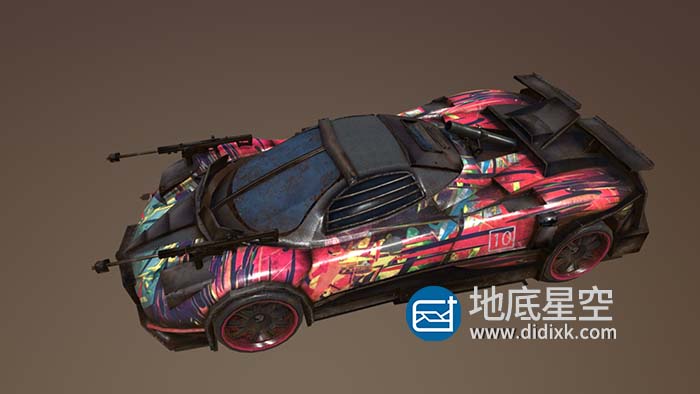 3D模型-帕加尼Zonda非主流涂鸦射击车C4D模型