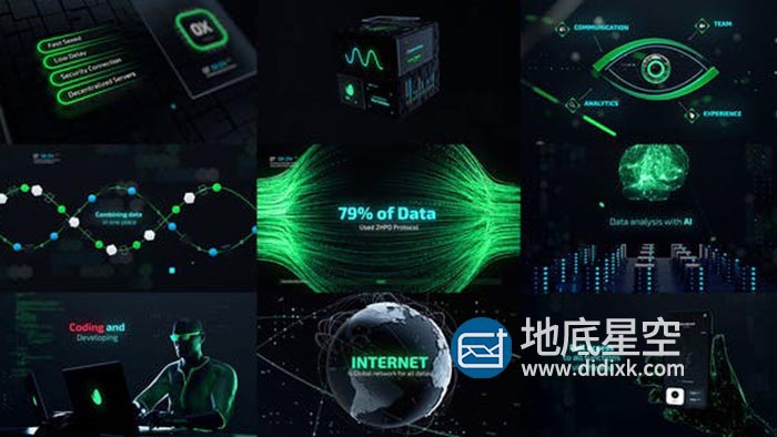 AE模板-未来网络数据区域块电子商务黑客科技感预告片 Cyber Technology Trailer