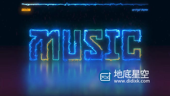 AE模板-能量激光卡点音乐电流文字标题音频可视化霓虹灯动画 Energy Music Visualizer