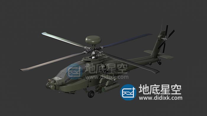 3D模型-AH-64阿帕奇直升机C4D模型 AH64 Apache Helicopter