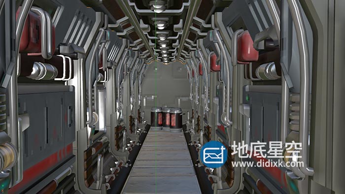 3D模型-C4D科幻走廊机甲舱模型 scifi corridor challenge