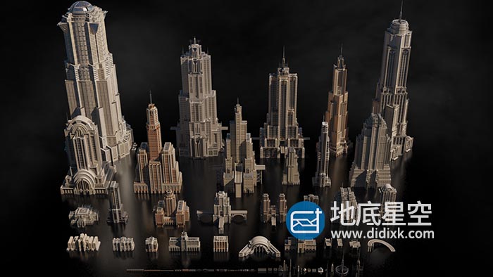 3D模型-C4D科幻未来城市建筑模型