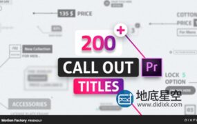 PR脚本-200种科技感箭头线条连线标注呼出文字标题介绍动画预设 Line Call Out Titles for Premiere Pro