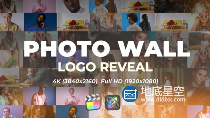 FCPX插件-图片视频照片墙logo标志动画片头展示 Photo Wall Logo Reveal