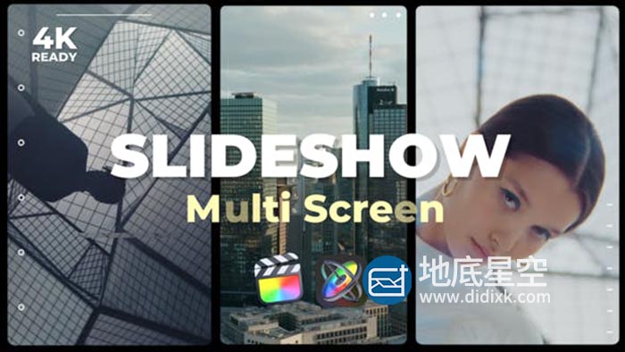 FCPX插件-时尚动感多屏幕视频分屏展示开场片头 Multi Screen Slideshow