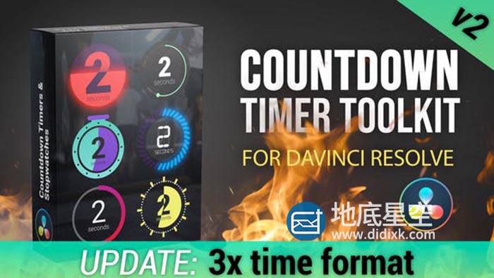 达芬奇预设-秒表倒计时数字动画 Countdown Timer Toolkit