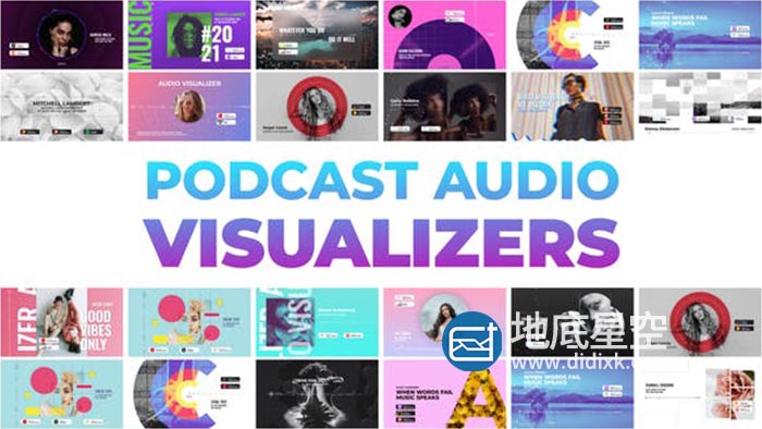 AE模板-广播音乐音频可视化播放器波形动画 Podcast Audio Visualizers