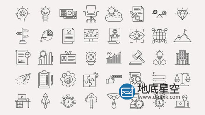 AE模板-30组线条风格企业公司金融营销社交媒体图标动画 Business & Startup Line Icons