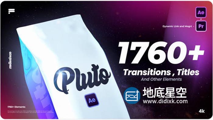 AE模板+PR预设-1760个摄像机拉伸旋转缩放平移扭曲图形切割数字信号故障转场和广播文字标题排版背景动画 Transitions and Titles