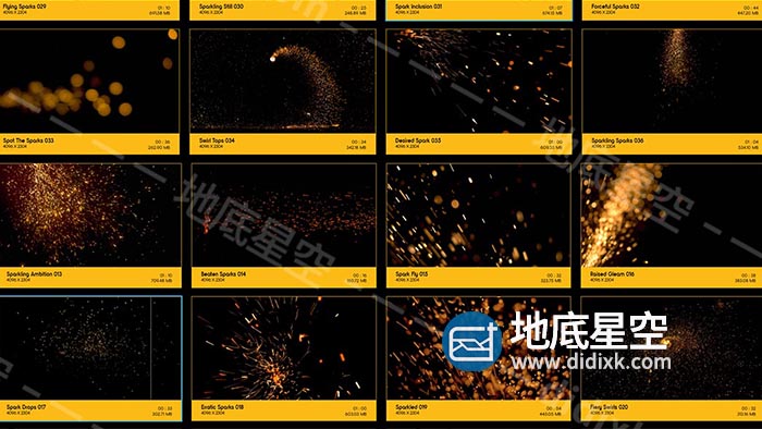 视频素材-102组4K飞溅火花粒子飞扬火星元素动画效果