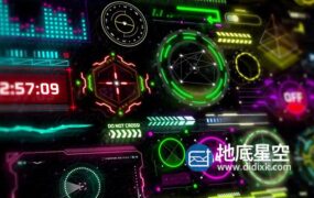 AE脚本-五百多个未来科技感HUD赛博朋克霓虹发光UI信息图表游戏网格元素图形动画