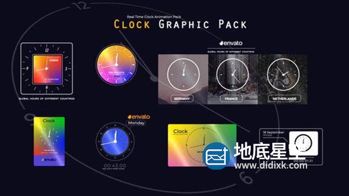 AE模板-数字时钟计时运动计时器动画 Real Time Clock Animation Pack