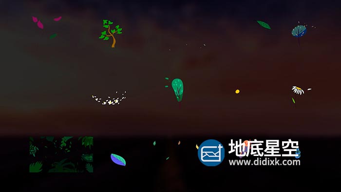 AE模板-丰富多彩的花草树木卡通图形贴纸动画