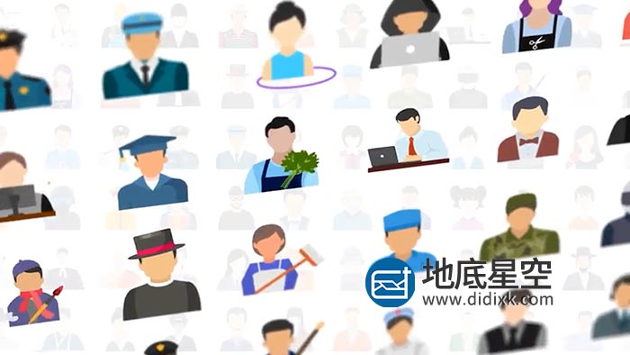 AE模板-专业人士工作人物头像图表动画 100 Human Avatars Icons