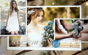 AE模板-悬挂的笔刷涂抹显现唯美照片图片展示动画