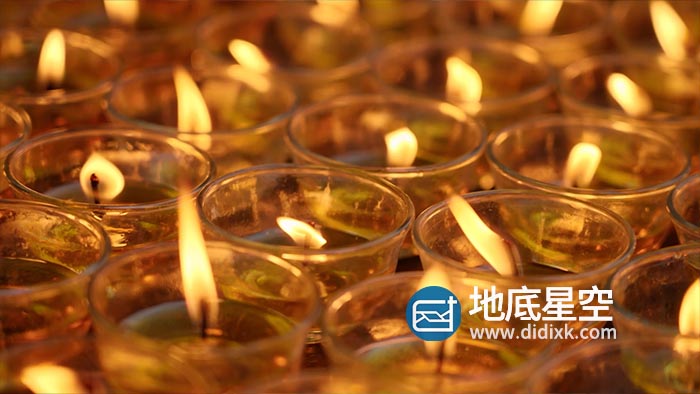视频素材-人文空镜寺庙唯美烛火烛光火焰燃烧实拍
