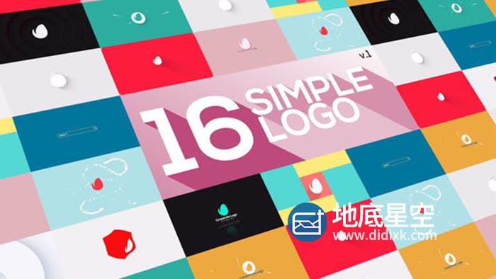 AE模板-16个简洁创意的液体粒子MG图形LOGO标志展示动画