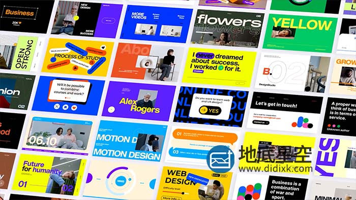 AE模板-214个现代动感时尚图形脸书博客公司企业商务海报设计包装文字排版动画包