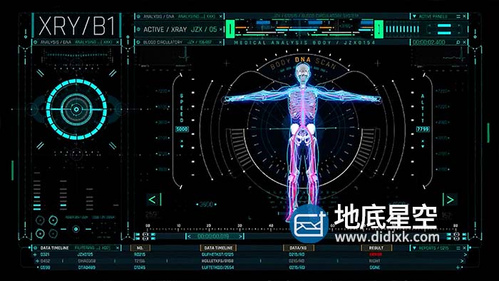 AE模板-未来高科技科幻屏幕医疗DNA生物细胞人体化学HUD元素UI界面动画