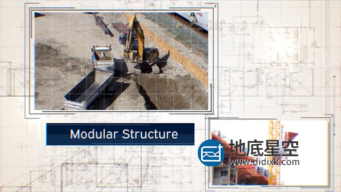 AE模板-科技感线框蓝图建筑工业起重机技术幻灯片开场宣传动画