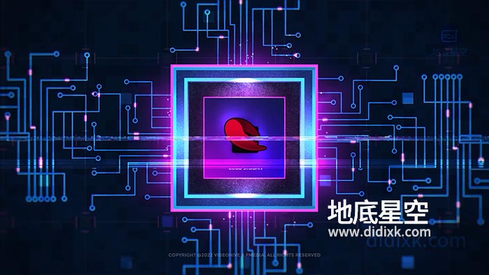 AE模板-数字电路图logo标志片头展示动画
