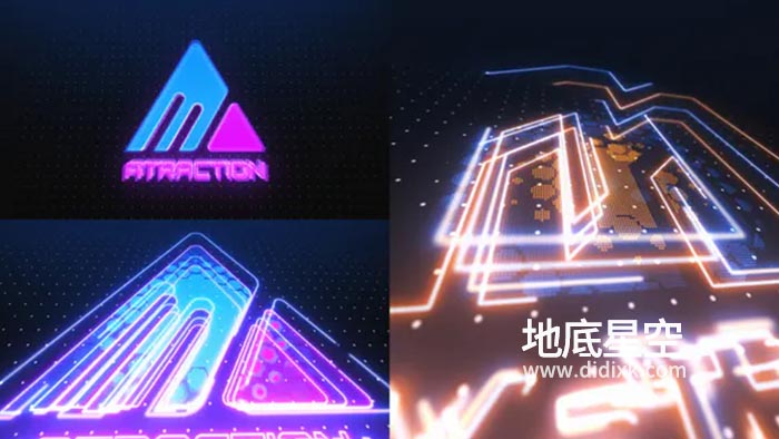 AE模板-绚丽的发光霓虹灯描边样式标志logo展示动画