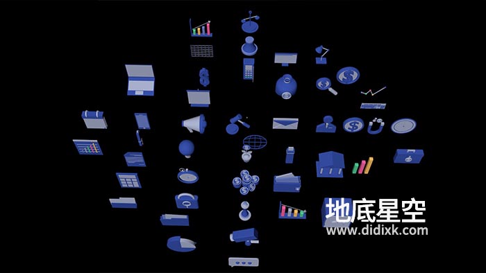 3D模型-46个银行商业金融财务3D图标