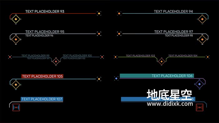 PR模板预设-100个高科技感HUD UI 图形线条呼出标注文字标题