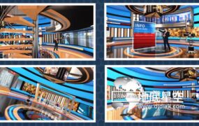 AE模板-360度三维虚拟新闻演播室场景