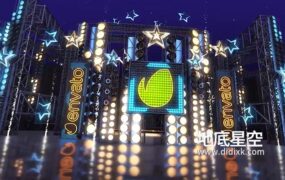 AE模板-三维舞台灯光霓虹灯标志片头动画