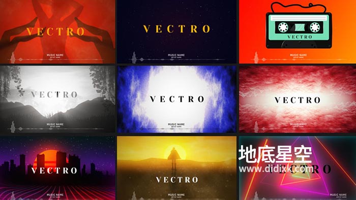 AE模板-20款音频频谱音频可视化波形均衡器视觉特效 Vectro Audio Visualizer