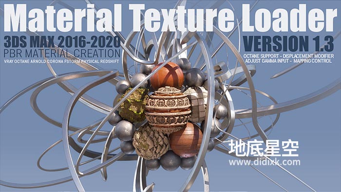 3DS MAX插件-加载PBR材质纹理插件 Material Texture Loader v1.50