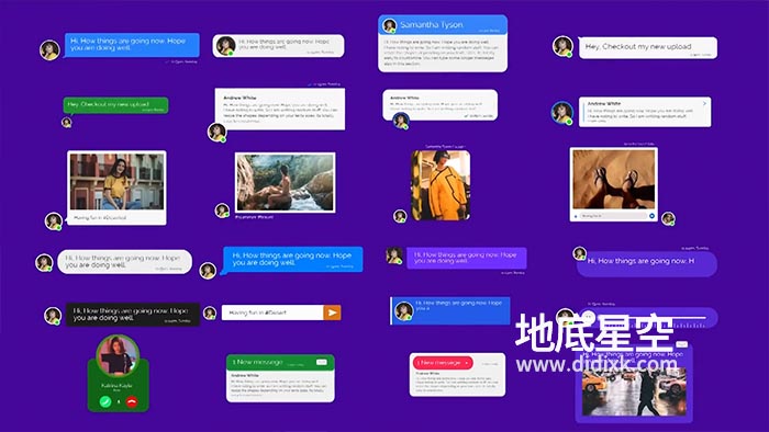 PR模板-手机短信社交聊天表情符号iphone消息框语音视频弹窗对话动画包 Message Tooklit V.2