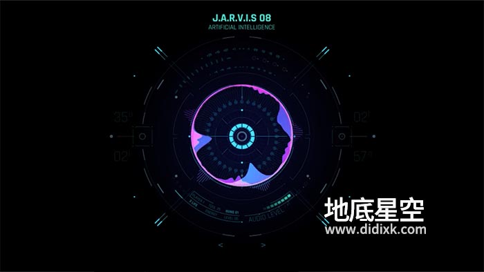 AE模板-科技感音频波形可视化虚构人物说话全息图动画 HUD Jarvis