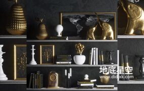 3D模型-室内书架书籍相框等摆件物品