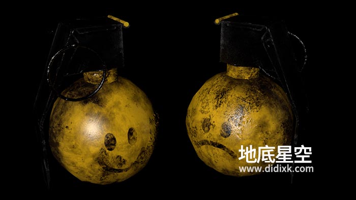 3D模型-生锈炸弹手榴弹C4D低面模型