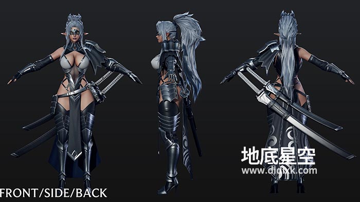 3D模型-黑暗女精灵刺客游戏角色高质量模型