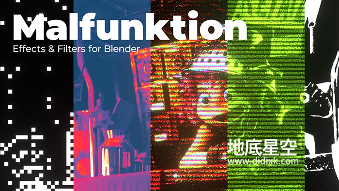 Blender插件-创意绘画风格渲染滤镜 Malfunktion Effects & Filters V1.1