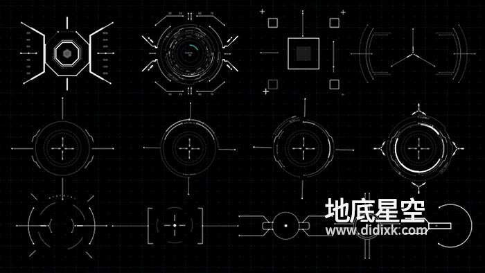 AE脚本-500个未来高科技感全息投影科幻屏幕HUD元素界面图形动画