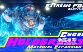Blender插件-三维全息科幻投影材质工具 Cyber Holograms