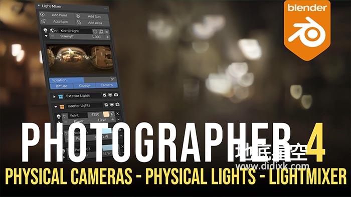 Blender插件-摄像机真实物理灯光自动对焦工具 Photographer v4.7.3