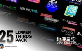 达芬奇模板-25种现代文字标题字幕条动画 Lower Thirds & Titles Pack