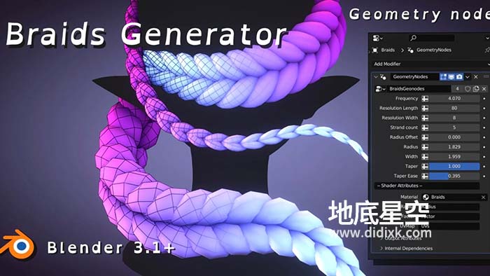 Blender插件-头发辫子制作工具 Braids Generator V2.01