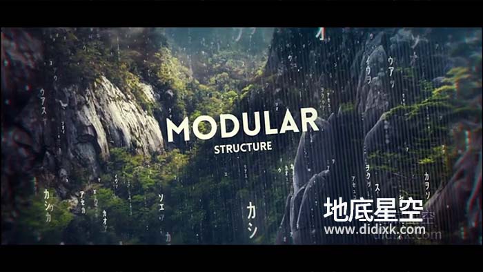 AE模板-时尚动感的黑客数字矩阵视差图像展示动画