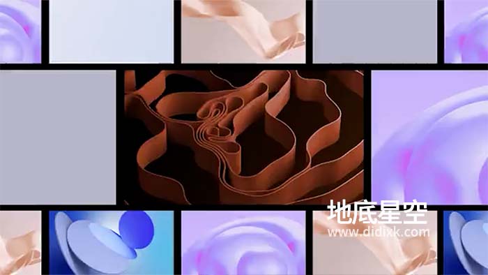 AE模板-6款文本标题排版动态抽象三维图形背景动画