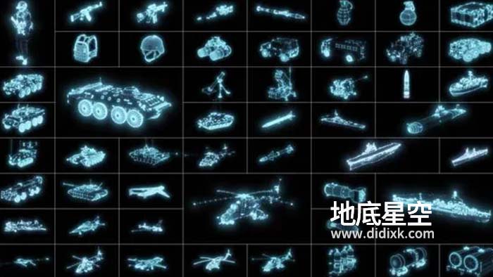 AE模板-科技感军事武器HUD元素动画+视频素材