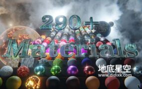 Blender预设-290种玻璃布料钢铁发光卡通科幻Blender材质预设 Advanced Material Pack V1.21