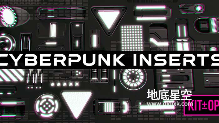 Blender插件-赛博朋克科幻灯光三维模型预设 Cyberpunk Emissive Inserts – Kpack – Sci Fi Lights