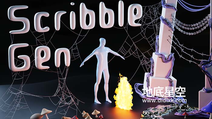 Blender插件-路径绘制模型生成器 Scribble Gen